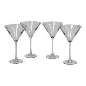 Martini Glasses, Set of 4, 8" w/ 4" Stems Vintage Classic Mid-Century Stemware